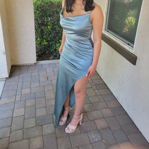 Windsor Lola High Slit Satin Dress